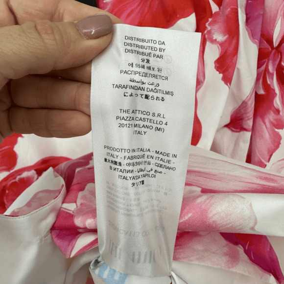 The Attico Margot floral print Mini Dress Long Sleeve White Red EUR 40 US S - Picture 12 of 14